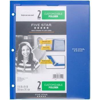 Mead Five Star 2 Pocket Plastic Folder, 29.8 cm x 24.1 cm, Blue