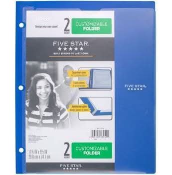 Mead Five Star 2 Pocket Plastic Folder, 29.8x24.1 cm, Blue