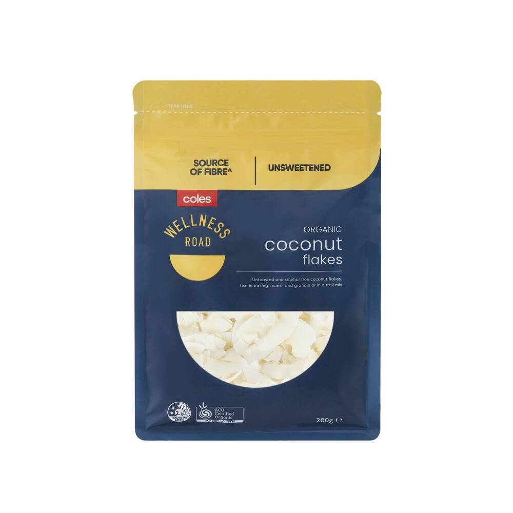 Coles Wellness Road Organic Coconut Flakes 200g