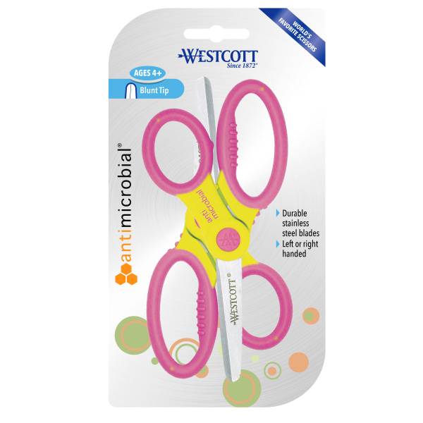 Westcott Kids' Scissors With Antimicrobial Protection 5 Blunt, Assorted (2 ct)