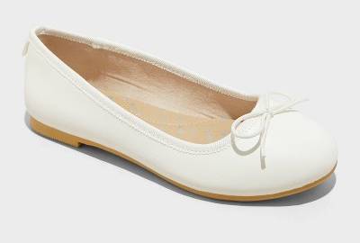 Kids' Diana Slip-On Ballet Flats - Cat & Jack™ White 13: Memory Foam Insole, Closed Round Toe, Medium Width