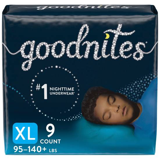 Goodnites Nighttime XL Underwear, Boys, 9 CT