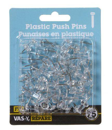 Fix It! Clear Plastic Push Pins (75 units)