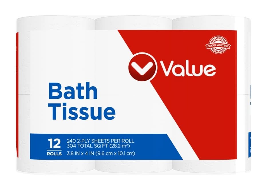 Value Bath Tissue Rolls, 3.8x4 in (12 ct)