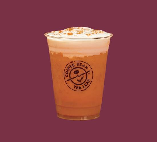 Iced Pumpkin Dirty Chai Latte with Cream Cap