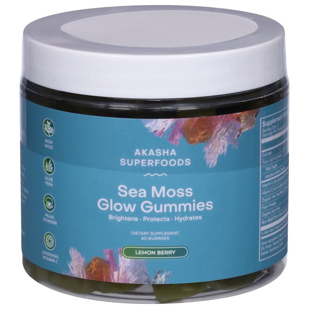 Akasha Superfoods Sea Moss Glow Gummies, Lemon Berry (60 ct)  Everyday  Essentials for Personal Wellness | Nutrition Gels & Chews | Uber Eats