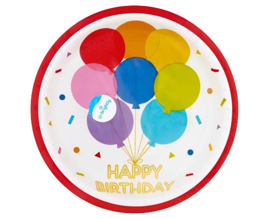 Go Brightly Rainbow Celebration Happy Birthday Plates, 8.5 In, Assorted (8 ct)