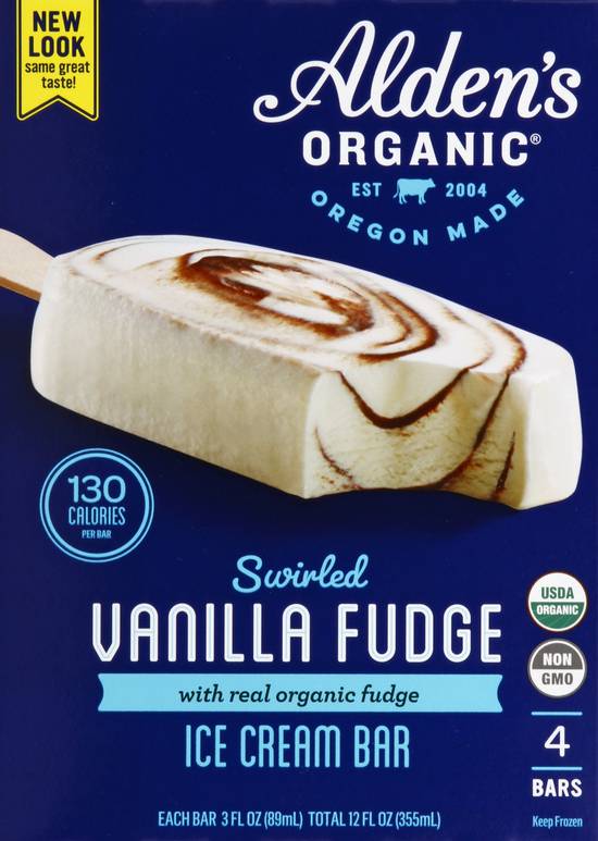 Alden's Organic Vanilla Fudge Ice Cream Bars (4 ct)
