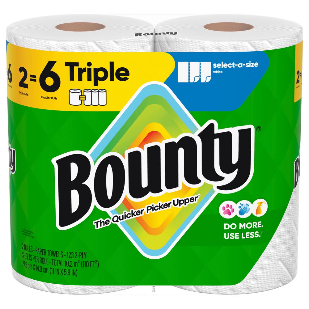 Bounty 2-Ply Paper Towels, 11x5.9 in, White (2 ct)