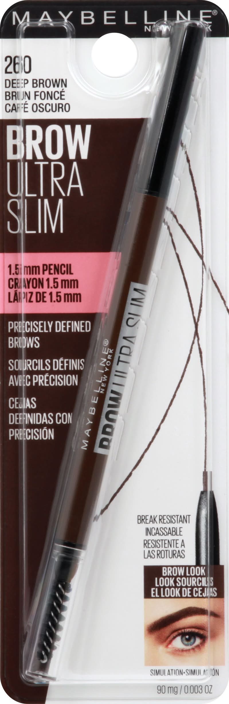 Maybelline 260 Deep Brown Ultra Slim Defining Eyebrow Pencil (90 mg)