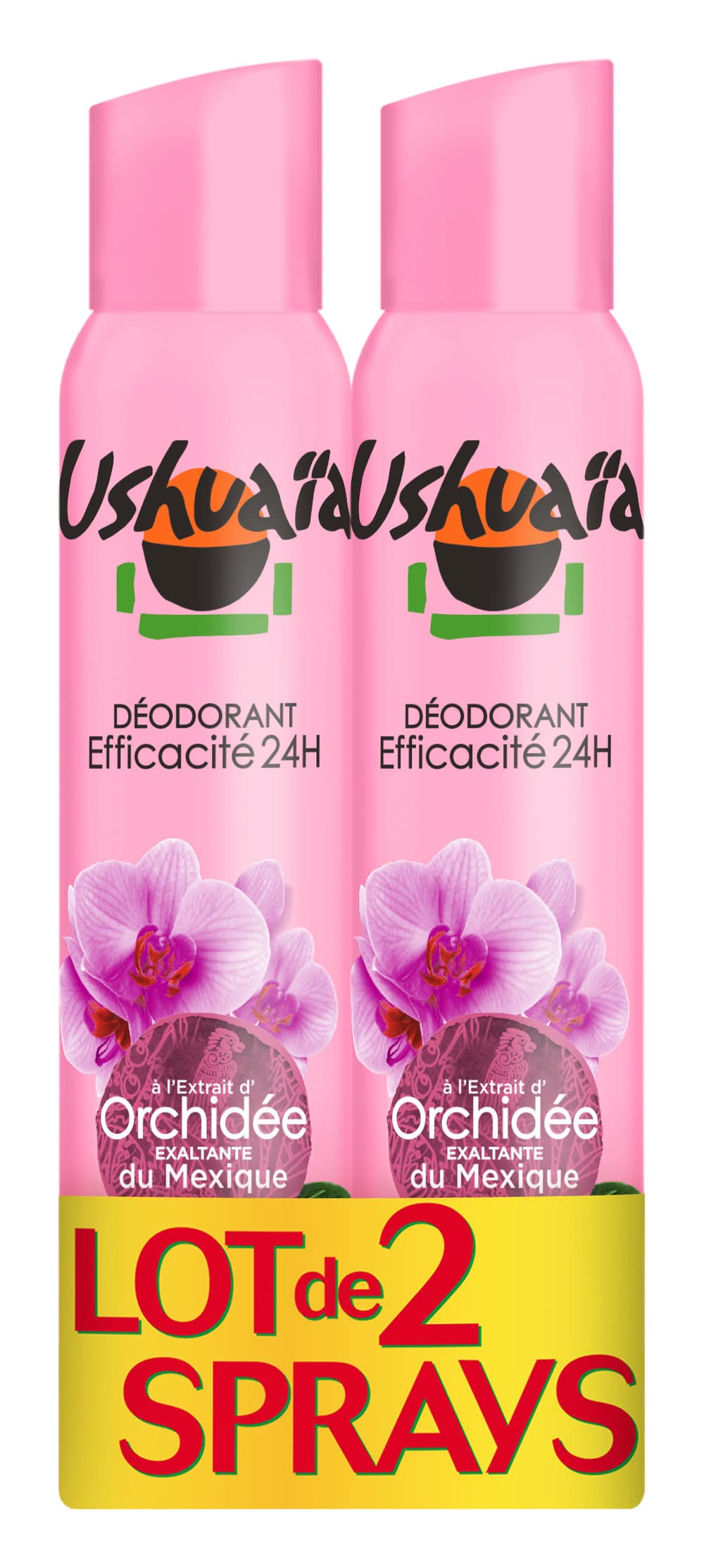 Lot De 2 Déodorants Spray Ushuaia Orchidée Exaltante Du Mexique - 200 Ml Chacun, Neufs