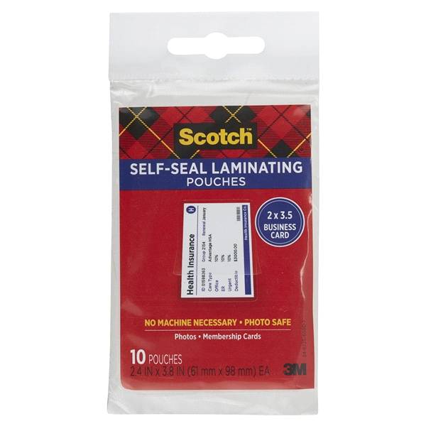 Scotch Self-Sealing Laminating Pouches-Business Card Size