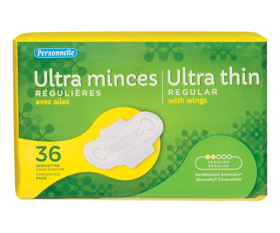 Personnelle serviettes ultra-minces avec ailes (36 unités, régulier) - ultra-thin pads with wings (36 units, regular)