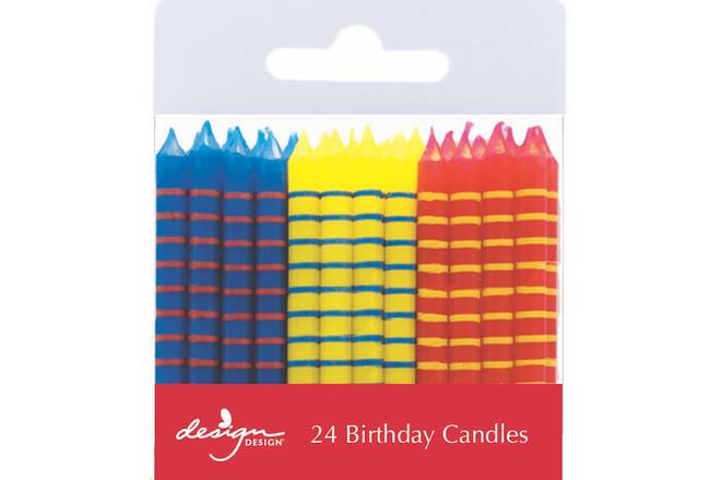 Primary Color Stripe Candles - 24pk