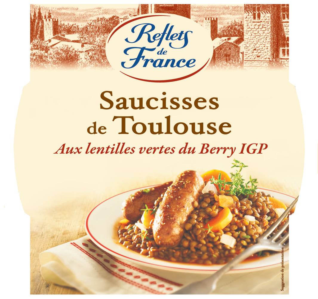 Reflets de France - Saucisses de toulouse aux lentilles vertes du berry igp (300g)