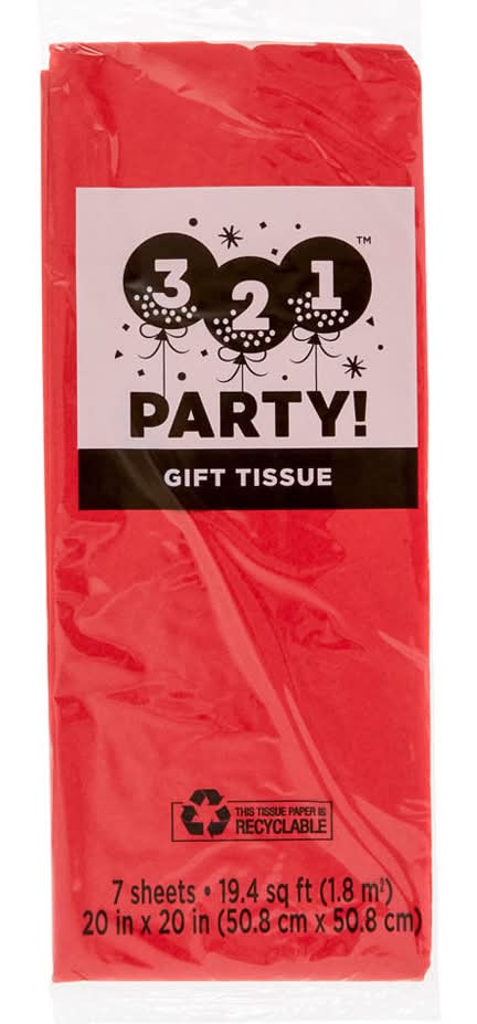 321 Party! Gift Tissue Red 7 Ct