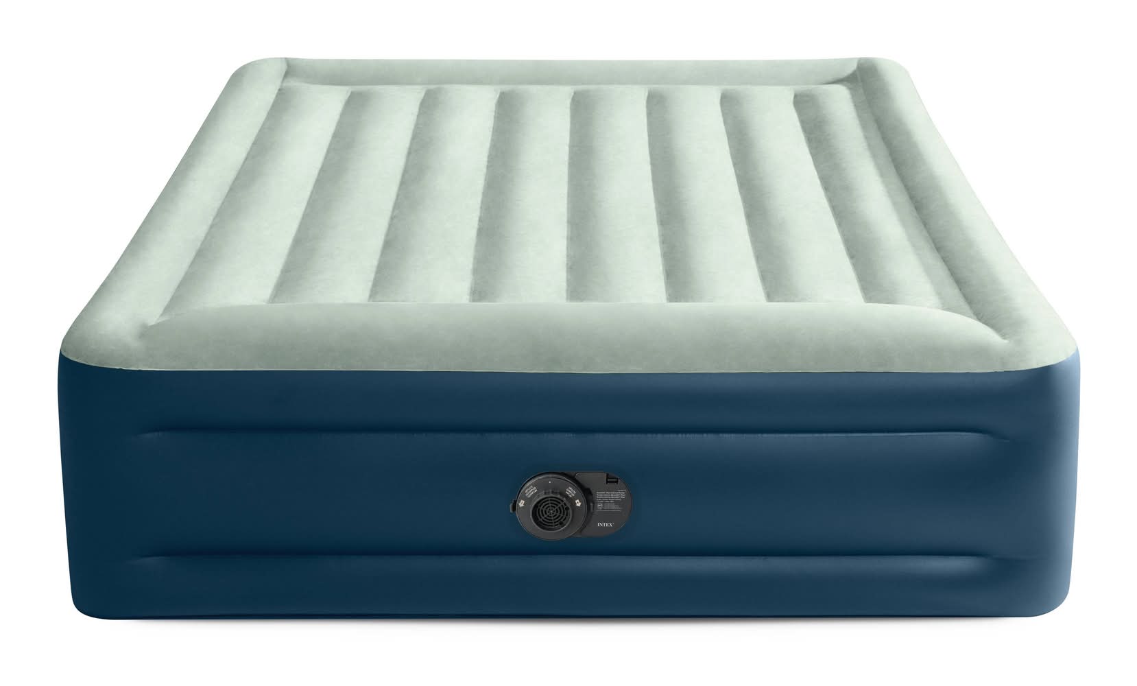Intex Elevated Pillow Rest Air Mattress With Internal Pump, Queen, Off-White/Blue