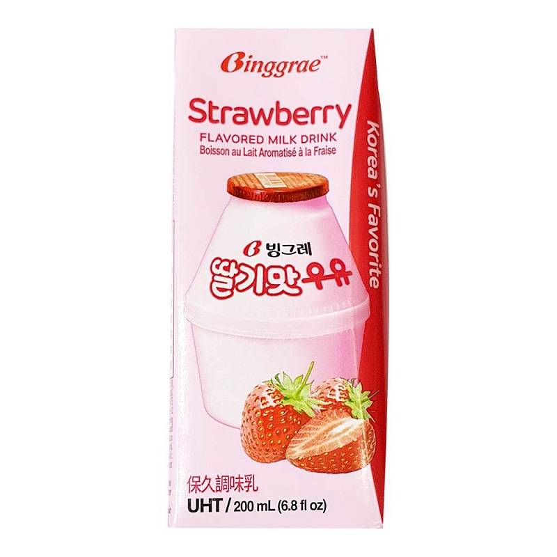 Binggrae草莓牛奶(保久調味乳)200ml-6入組 <200ml毫升 x 1 x 6Bottle瓶>