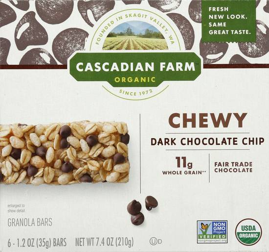 Cascadian Farm Chewy Dark Chocolate Chip Bars (6 x 1.2 oz)
