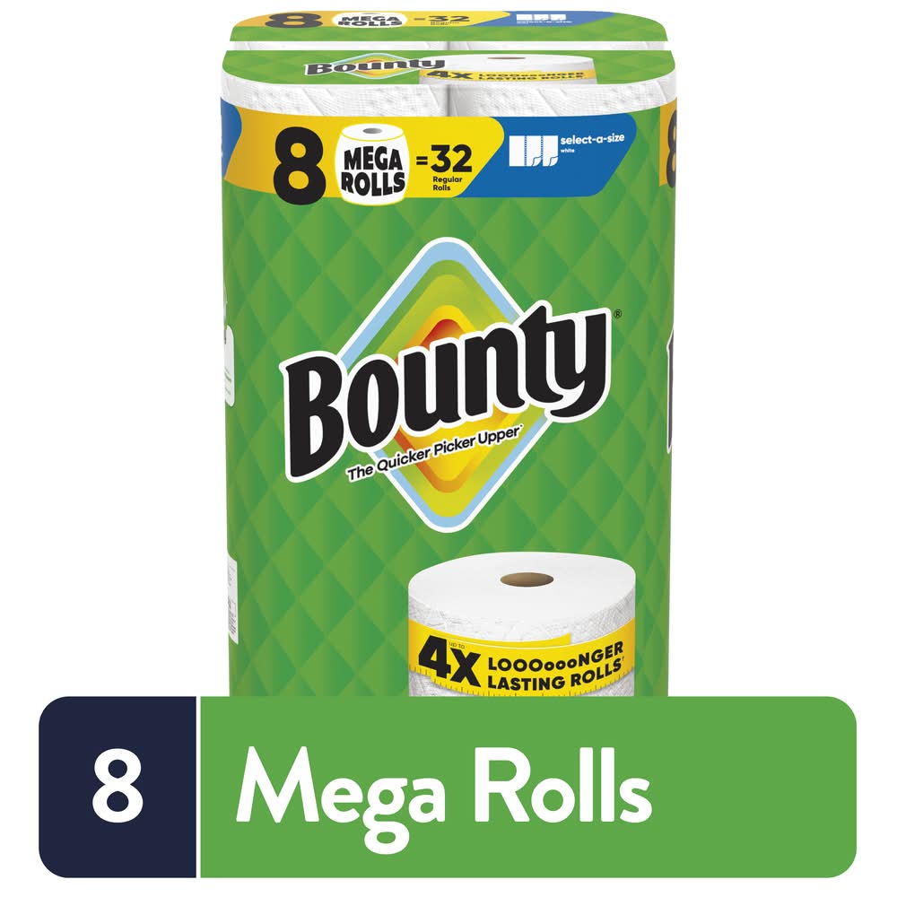 Bounty Paper Towel Rolls, A, White (8 ct)