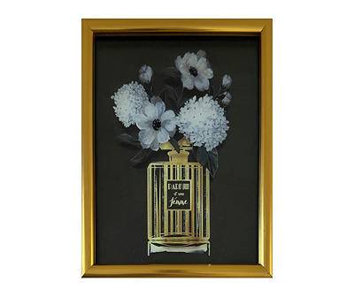 Flower Bouquet in Stripe Bottle Shadowbox Framed Wall Decor, (11" x 13")