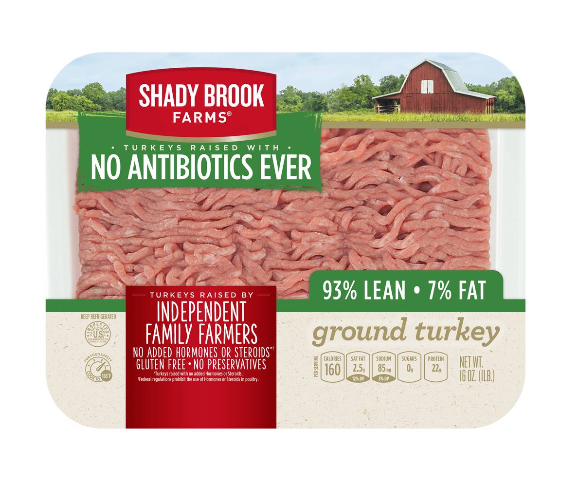 Shady Brook Farms Lean 7% No Antibiotics Ever Fat Ground Turkey Tray (1 lbs)