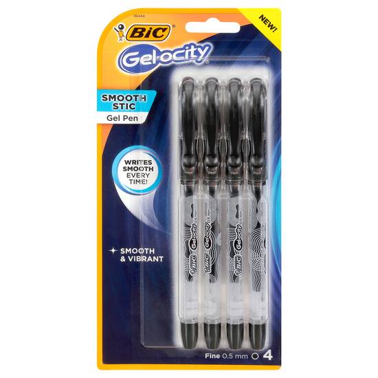 Bic 0.5 mm Smooth Stic Gel Pens (4 pens)