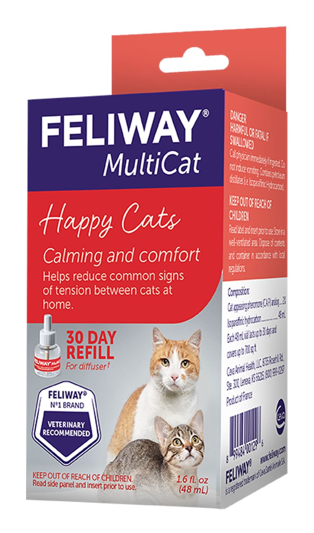 Feliway® MultiCat Calming Diffuser - Anxiety/Stress Relief for Cats - 2x 48mL 30 Day Refill (Size: 1 Count)
