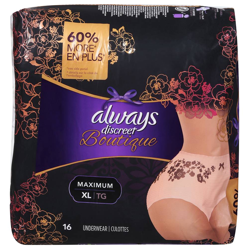 Always Discreet Maximum Boutique Underwear Xl