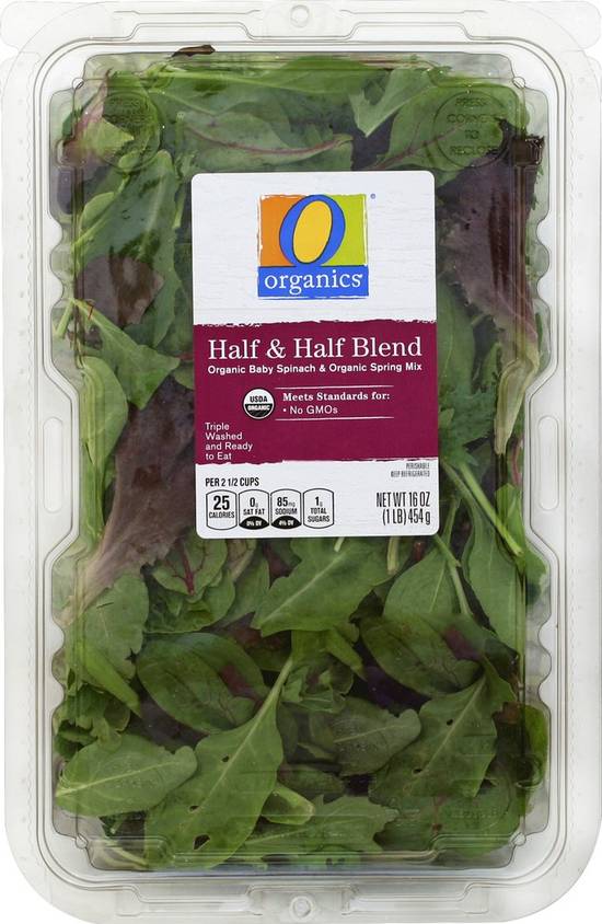 Order O Organics · Spring Mix and Baby Spinach Half & Half Blend (16 oz) food online from Safeway store, Eureka on bringmethat.com