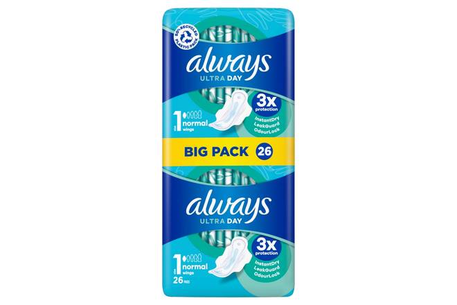 Always Ultra Sanitary Towels Normal (Size 1) Wings 26 Pads