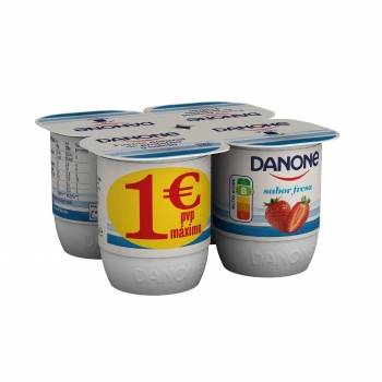Yogur sabor fresa Danone sin gluten pack de 4 unidades de 120 g.