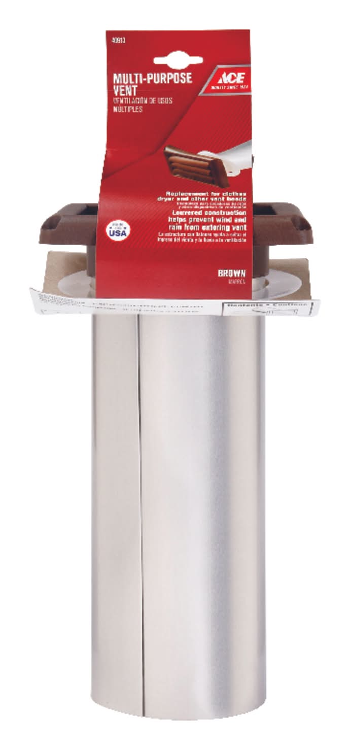 ACE 4 In. W X 6 In. L Brown Plastic Dryer Vent Hood