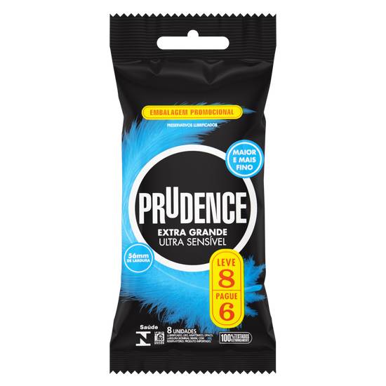 Prudence preservativo lubrificado ultra sensível extra grande (8 preservativos)