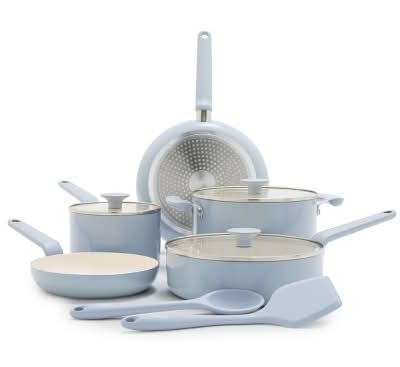 GreenPan Rio Advanced Ceramic Nonstick Cookware Set, Stardew Blue (10 ct)