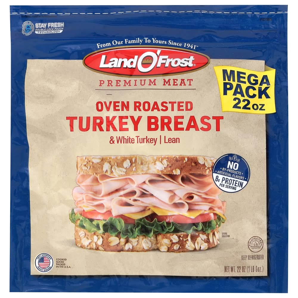 Land O' Frost Premium Oven Roasted Turkey Breast, Mega Pack (22 oz)