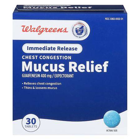 Walgreens Mucus Relief Chest Congestion Immediate-Release Swallow Tablets (120 ct)