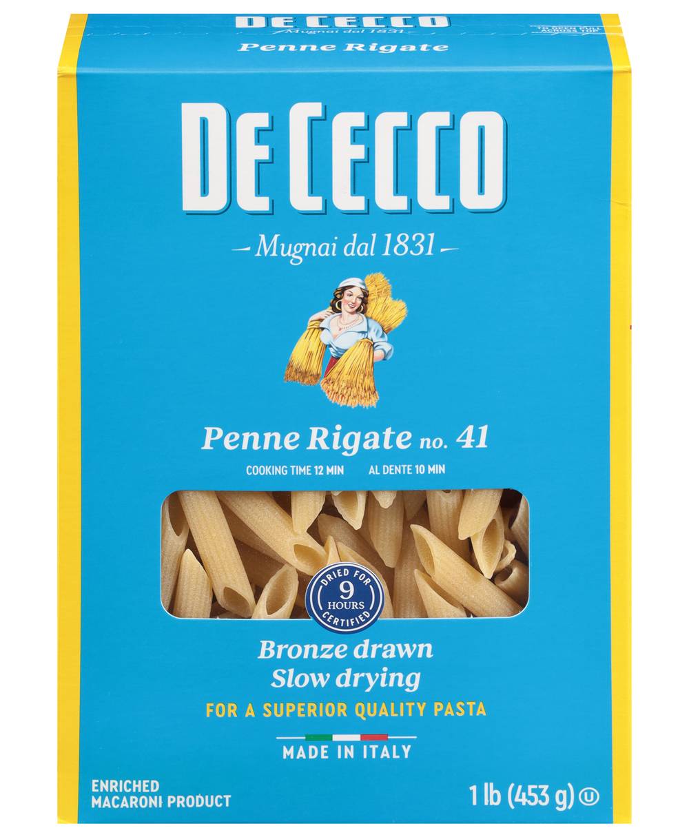 De Cecco Penne Rigate Slow Dried No.41 Pasta (1 lbs)