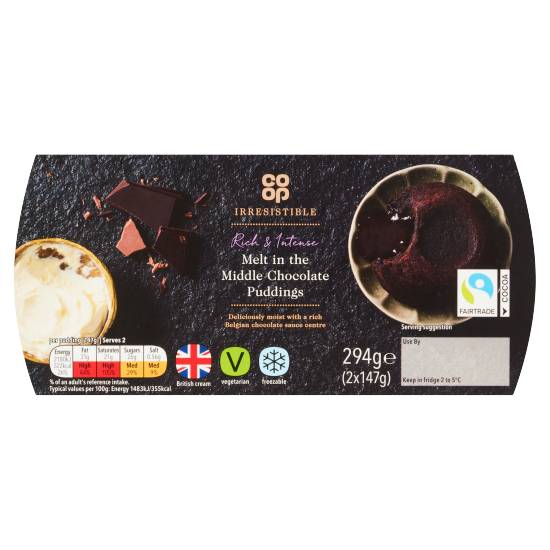Co-Op Irresistible Melt in the Middle Chocolate Puddings 2 X 147g (294g)