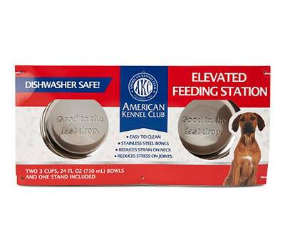 AKC Elevated Pet Feeding Station Set 24 fl oz