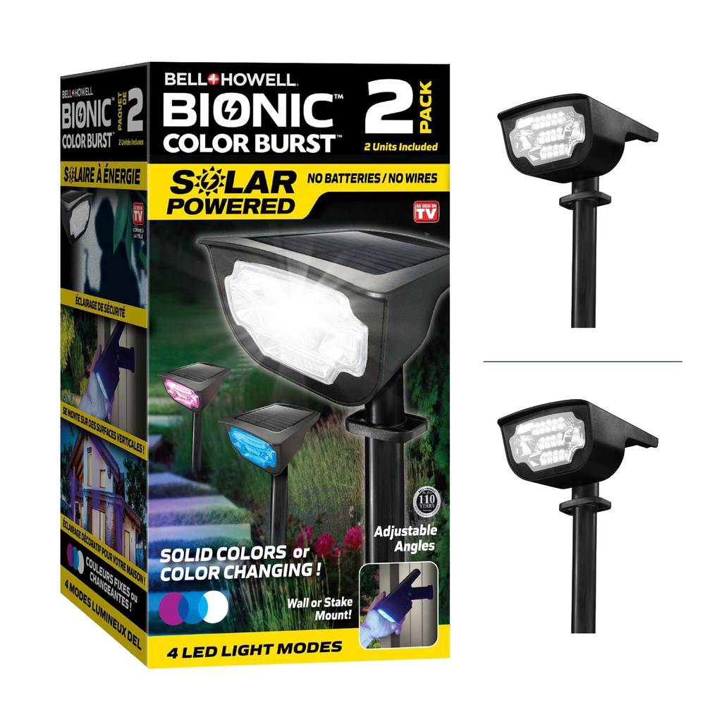 BELL + HOWELL 2-Pack Bionic Lighting 44-Lumen 0.5-Watt Black Solar LED Outdoor Path Light (6000 K) | 8208FEL