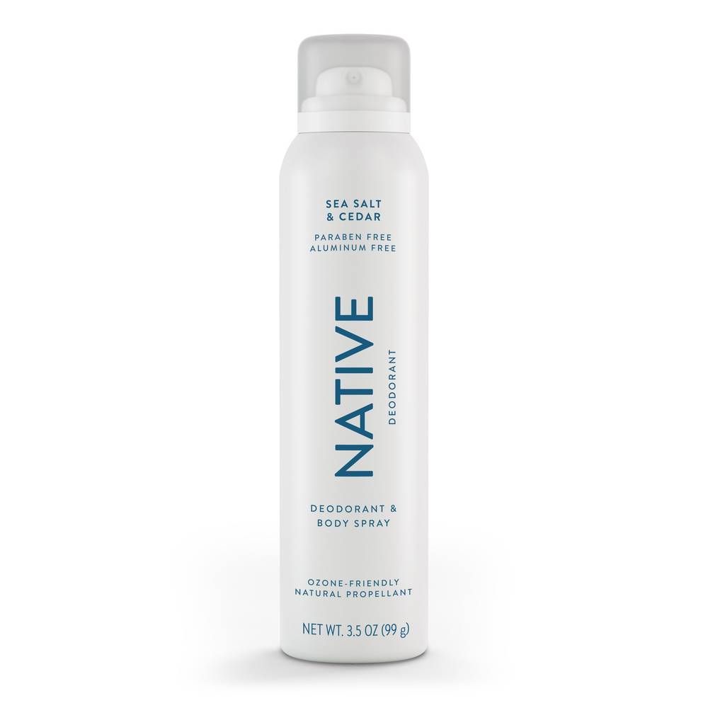 Native Aluminum Free All Day Deodorant & Body Spray, Sea Salt & Cedar, 3.5 Oz