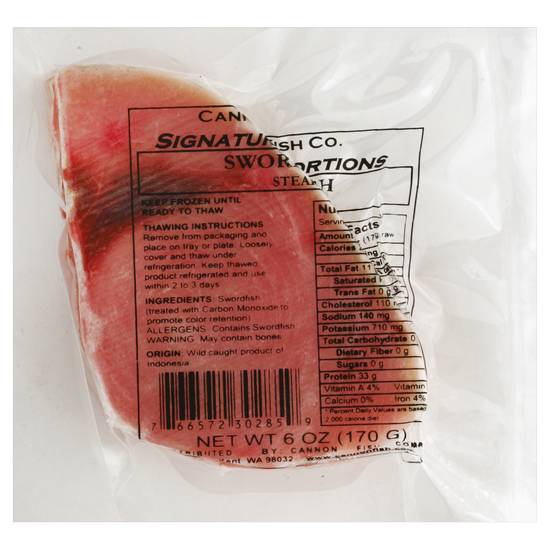 Cannon Fish Co. Frozen Swordfish Steak (6 oz)