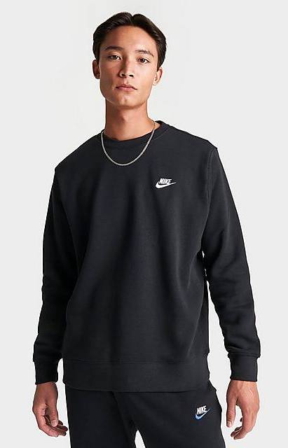 Nike Men's Sportswear Club Fleece Crewneck Sweatshirt, L, Black/White