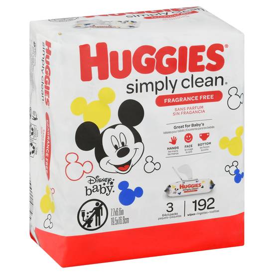 Huggies Simply Clean Disney Baby Fragrance Free Wet Wipes (192 ct)