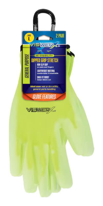 Hi-Vis Glove Lightweight Yellow LG 2-Pack
