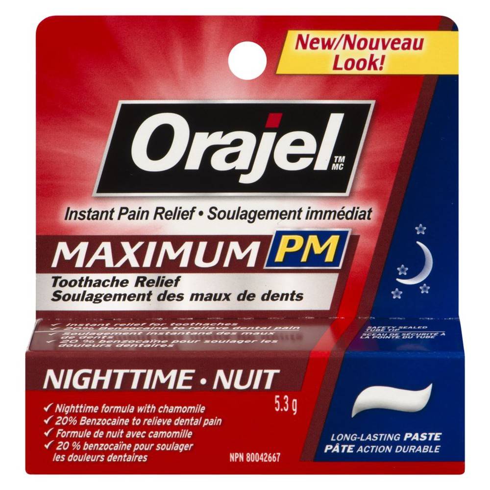 Orajel pâte à action durable pour le soulagement des maux de dents (5,3 g) - nighttime toothache, maximum strength (5.30 g)