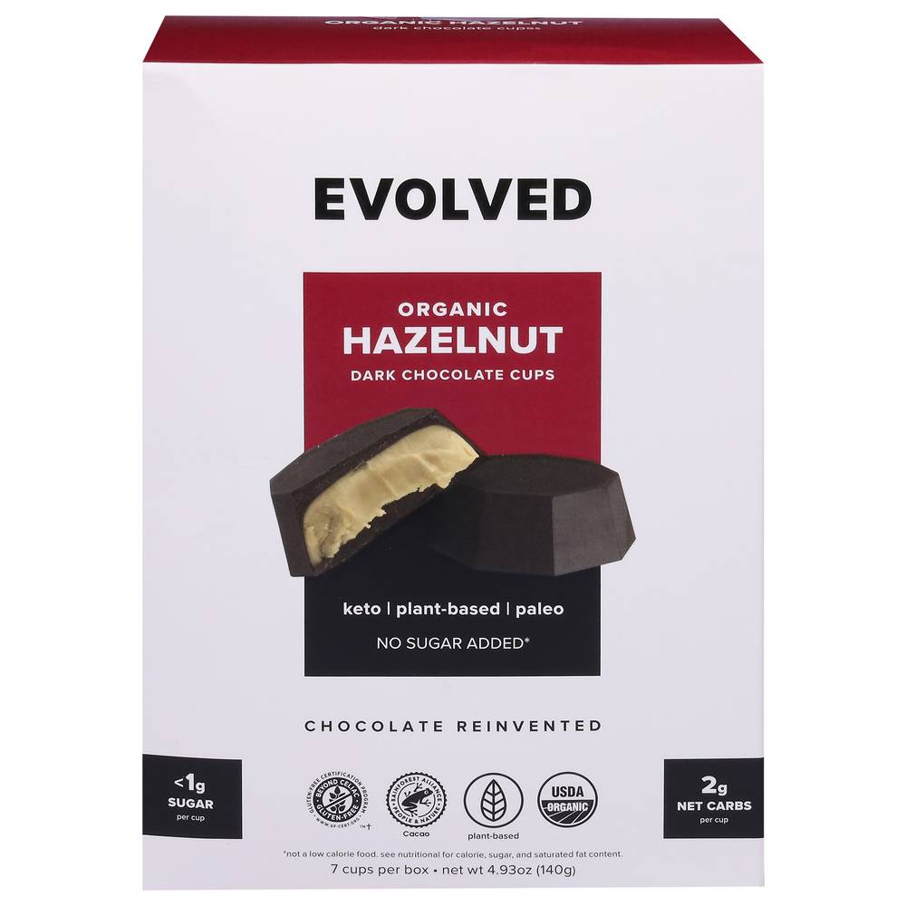 Evolved Organic Dark Chocolate Cups (hazelnut)