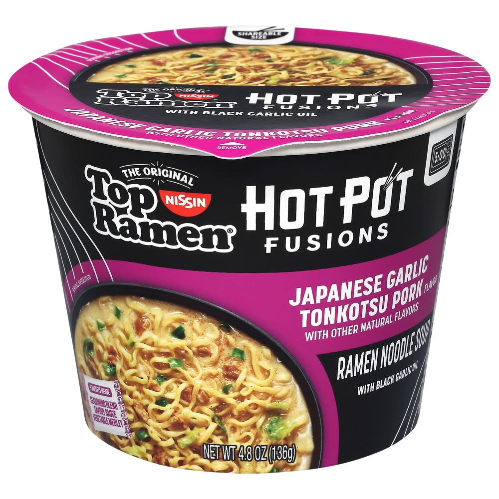 Nissin Top Ramen the Original Japanese Garlic Noodle Soup, Tonkotsu Pork (4.8 oz)