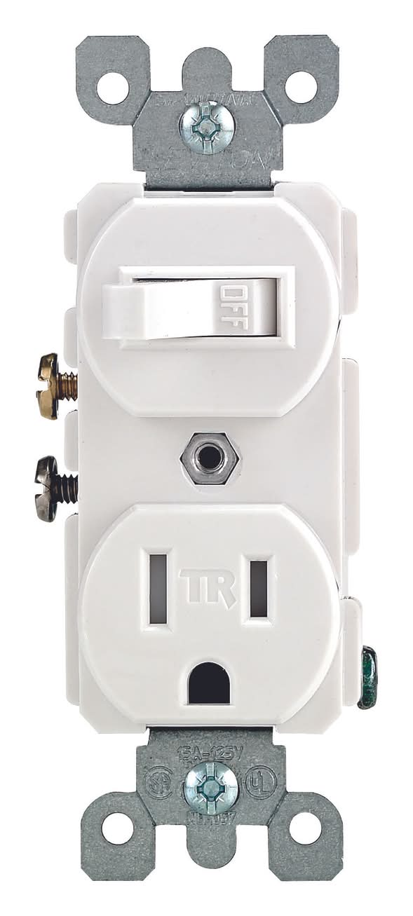 Leviton 15 Amps 125 V Duplex White Combination Switch/Outlet 5-15R 1 Pk